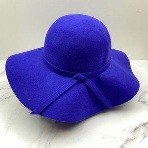 Wide Brim Wool Floppy Hat Blue